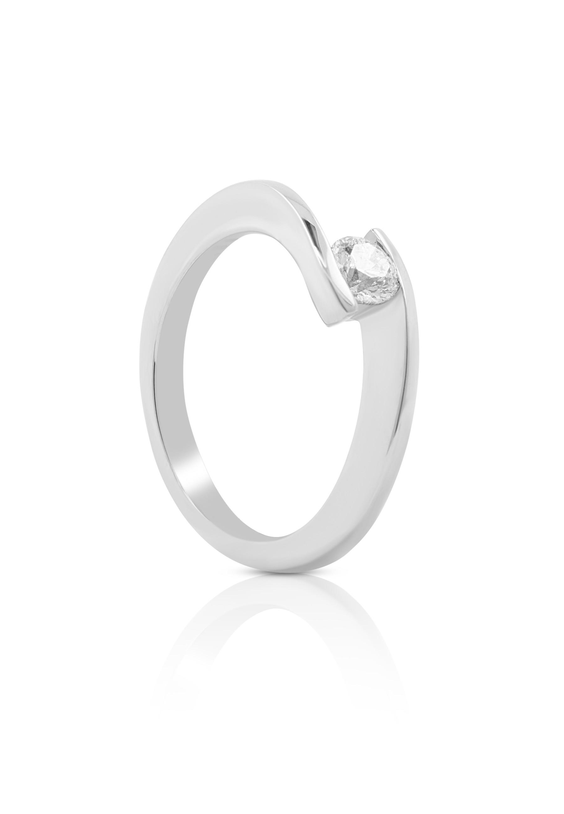 Image of Solitaire Ring Diamant 0.30ct. Weissgold 750 Damen Silber 56