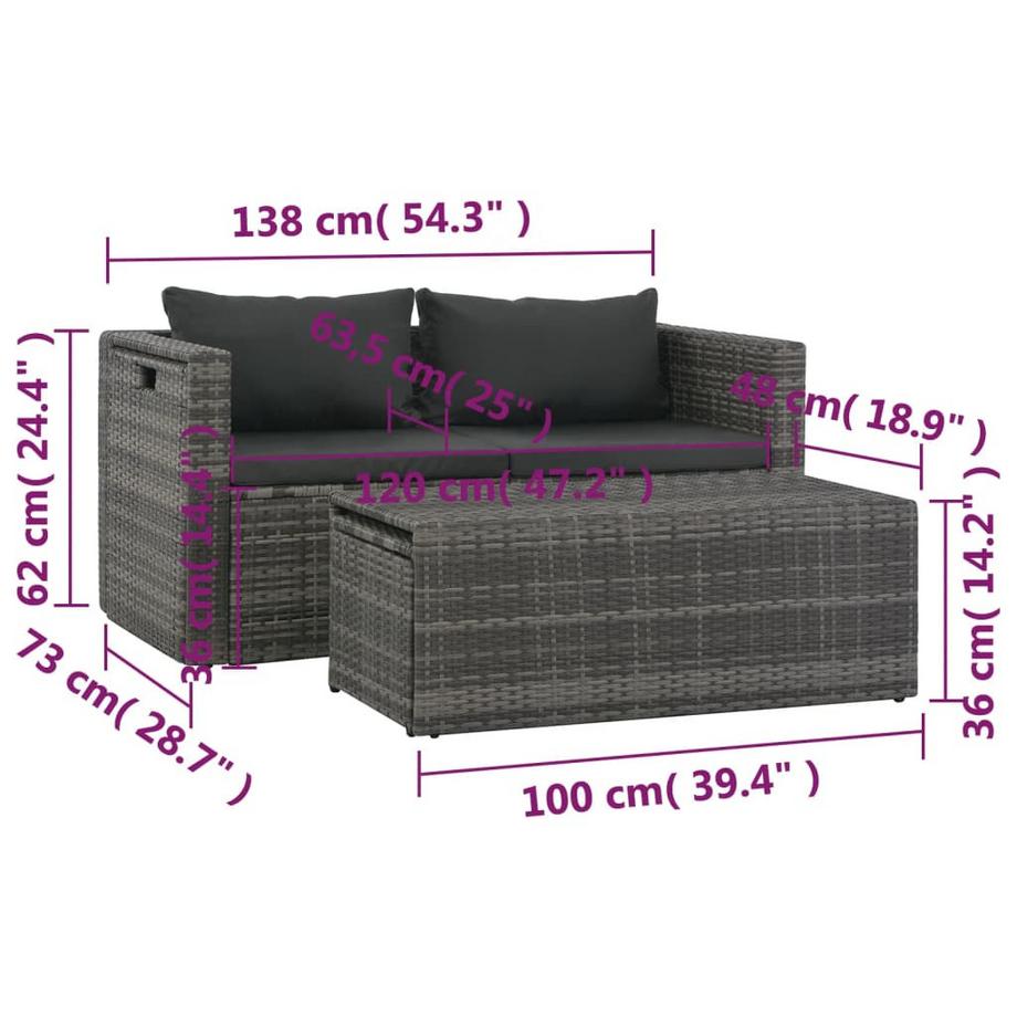 VidaXL set di divani Polirattan  