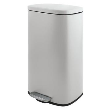 Poubelle à pédale de cuisine grande capacité Acier AKIRA 50L Blanc Mat