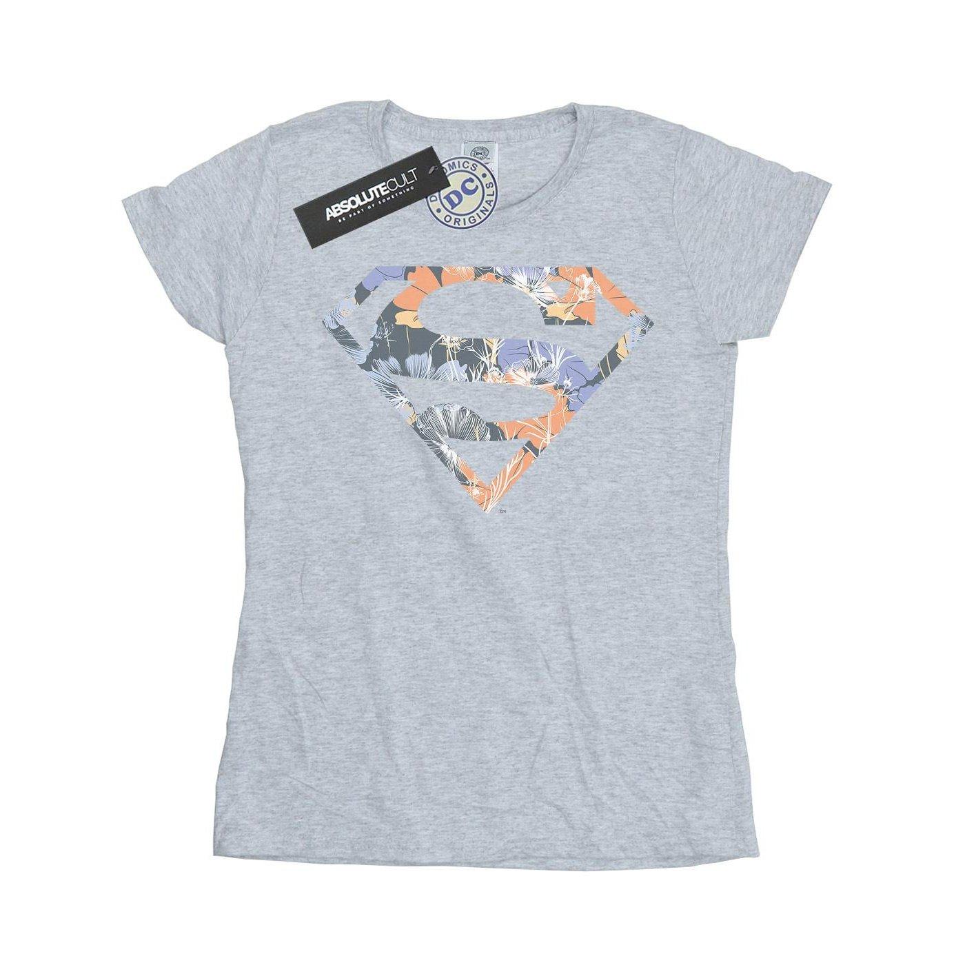 Image of Superman Floral Logo 2 Tshirt Damen Grau M