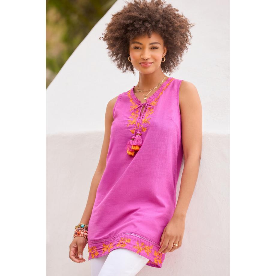 Bestickte Boho-Tunika mit Quastendetail