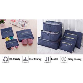 Only-bags.store  Organisateur de valise, 8-en-1 set organisateur de bagages, sacs à vêtements de voyage imperméables comprenant 2 sacs à chaussures, 3 cubes d'emballage et 3 sacs de rangement, pour les vêtements, les chaussures et les cosmétiques - Bleu foncé 