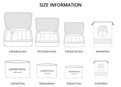 Only-bags.store  Organisateur de valise, 8-en-1 set organisateur de bagages, sacs à vêtements de voyage imperméables comprenant 2 sacs à chaussures, 3 cubes d'emballage et 3 sacs de rangement, pour les vêtements, les chaussures et les cosmétiques - Bleu foncé 