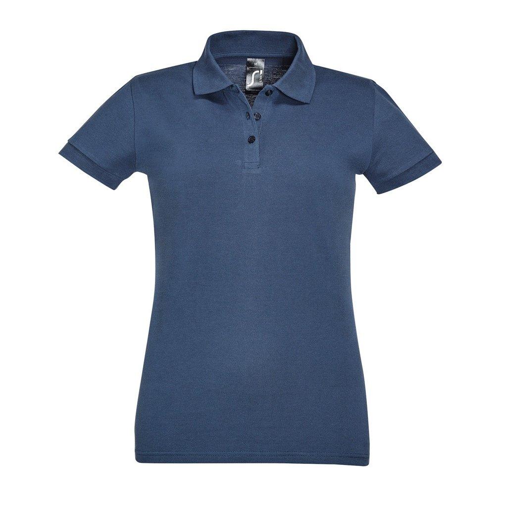 Image of Poloshirt Perfect Kurzarm Damen Blau Denim M