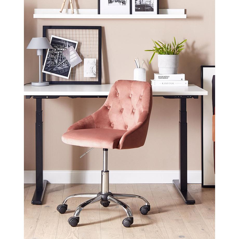 Beliani Schreibtischstuhl aus Samtstoff Glamourös PARRISH  
