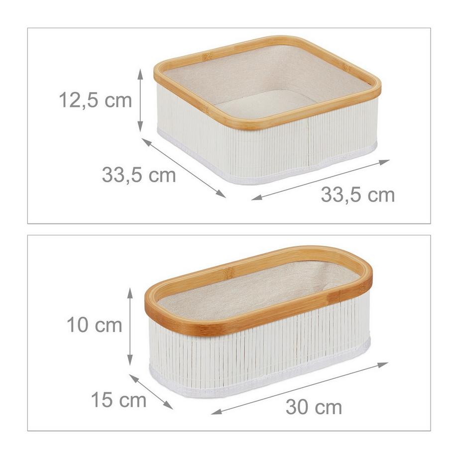 B2X Lot de 3 paniers de rangement en bambou  