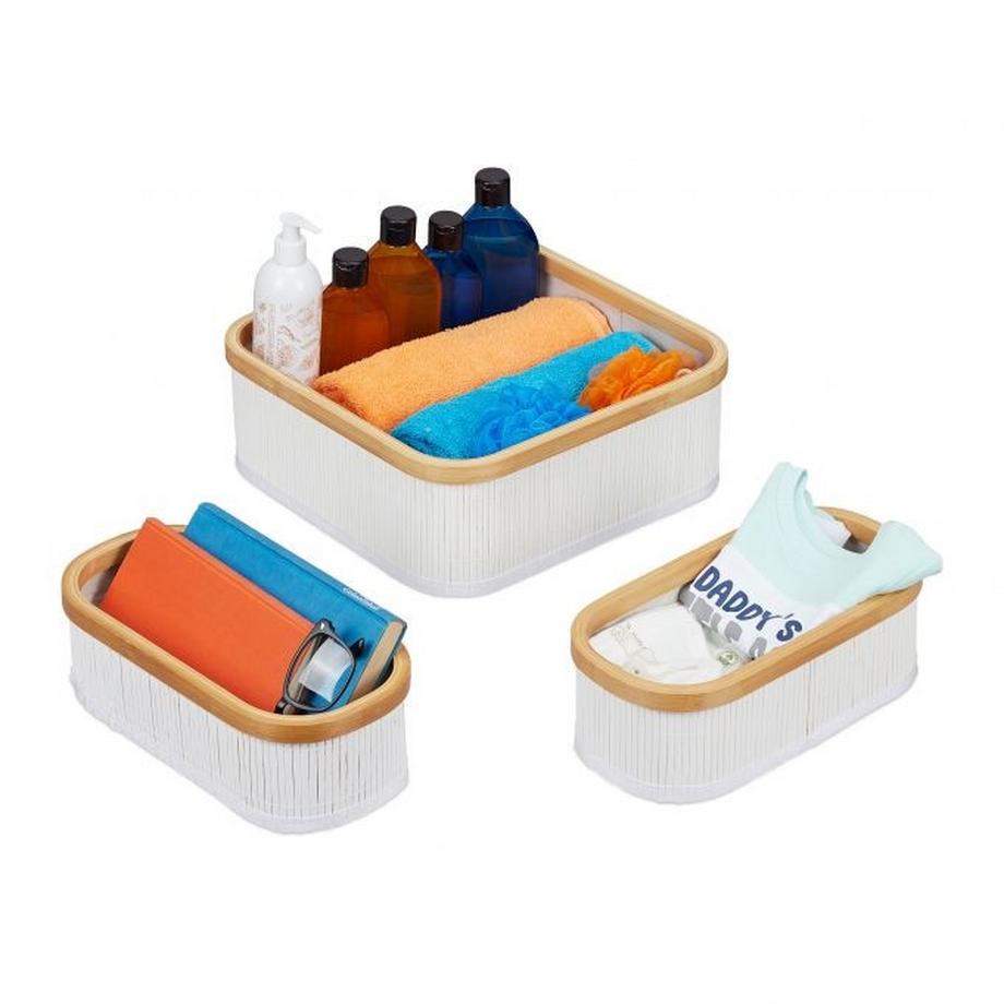 B2X Lot de 3 paniers de rangement en bambou  
