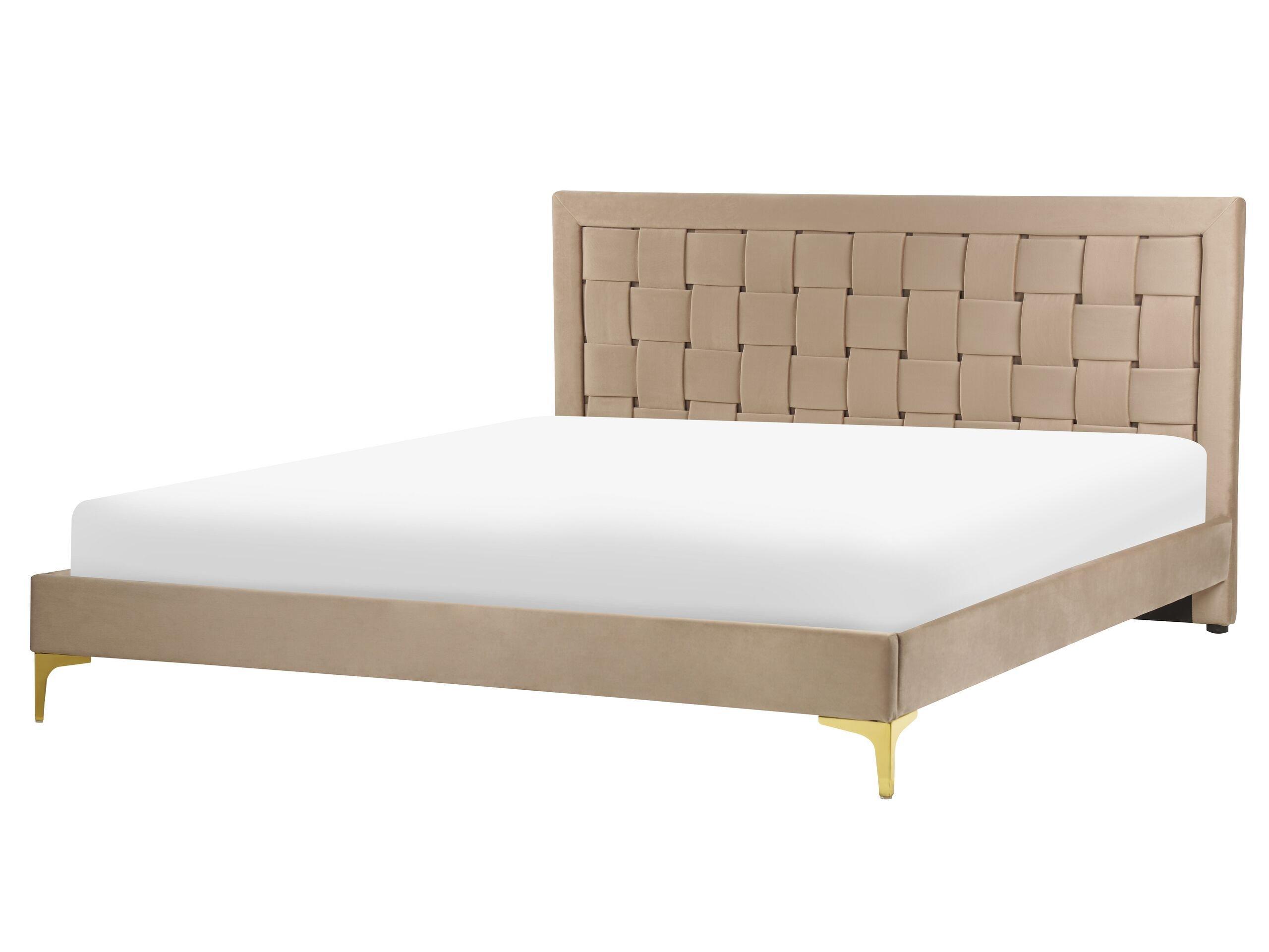 Image of Bett mit Lattenrost aus Samtstoff Modern LIMOUX Bett mit Lattenrost aus Samtstoff Modern LIMOUX