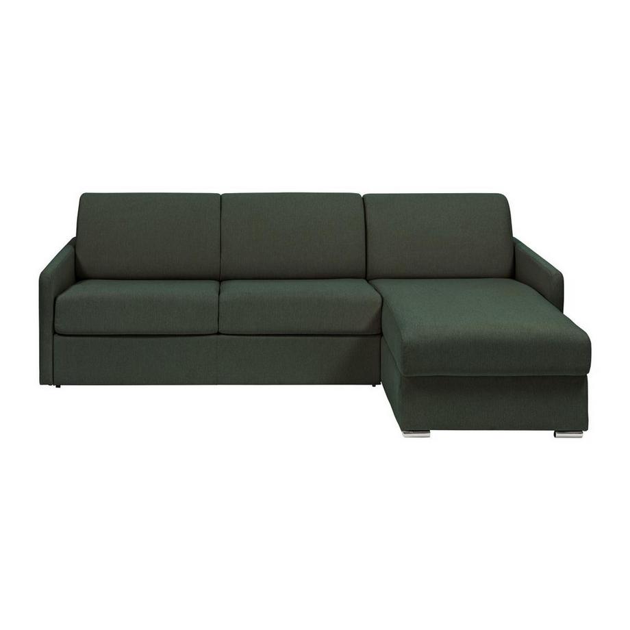 Vente-unique Canapé d'angle convertible express et réversible en tissu vert sapin - Couchage 160 cm à lattes larges - Matelas 18 cm - CALIFE  