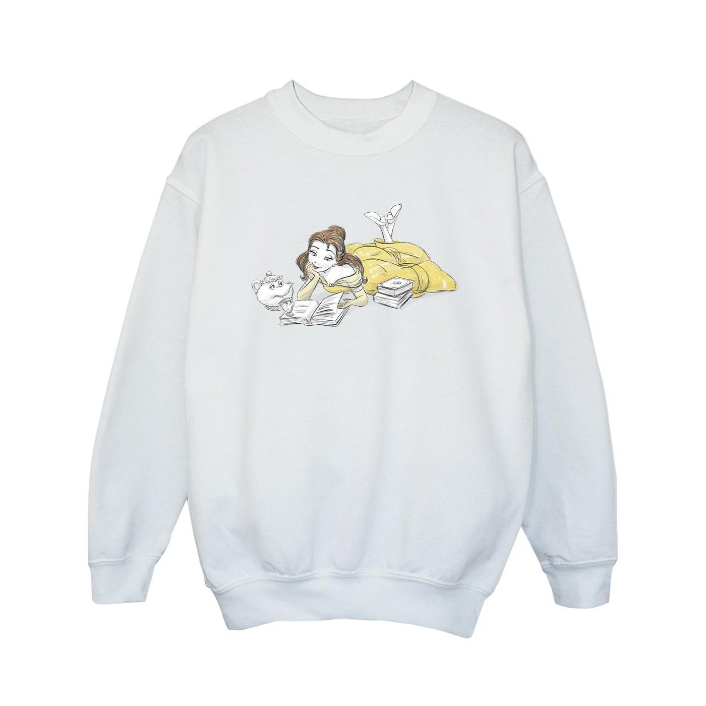 Image of Beauty And The Beast Belle Reading Sweatshirt Mädchen Weiss 152-158
