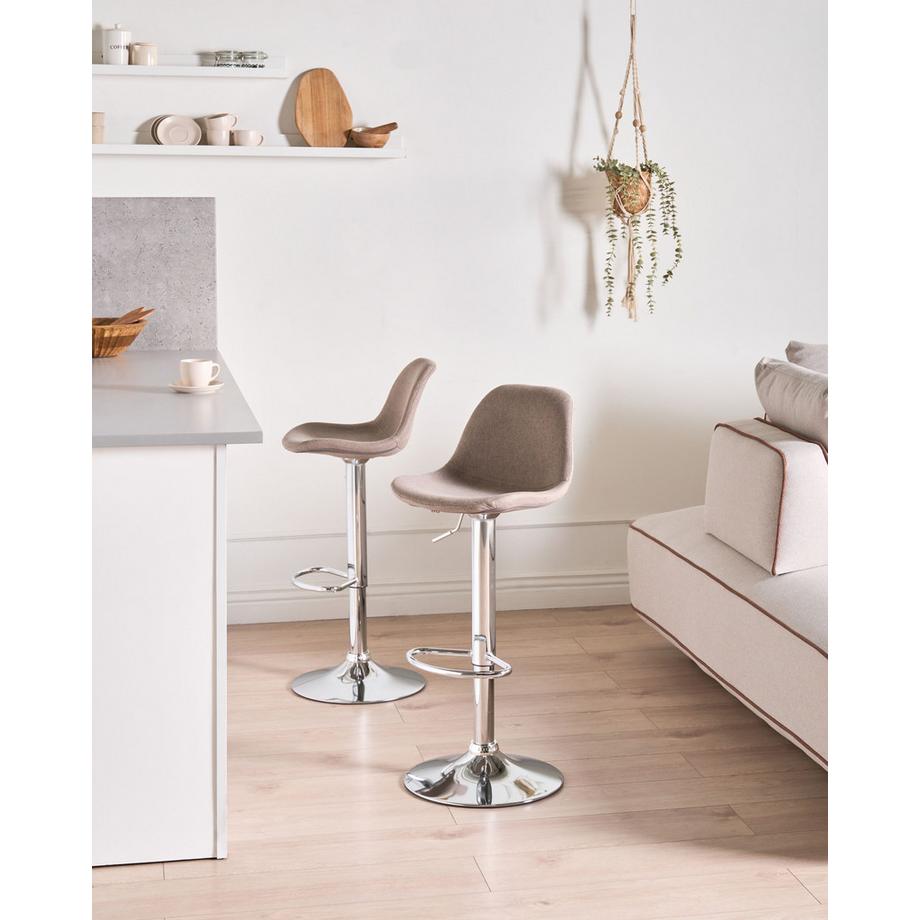 Beliani Lot de 2 tabourets de bar en Tissu  KAHLA  