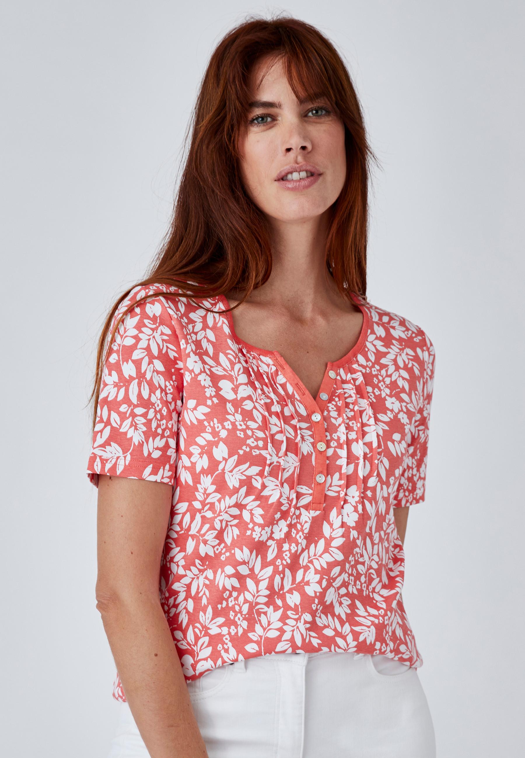 Image of Feinripp-t-shirt Aus Reiner Baumwolle. Damen Orange 38/40