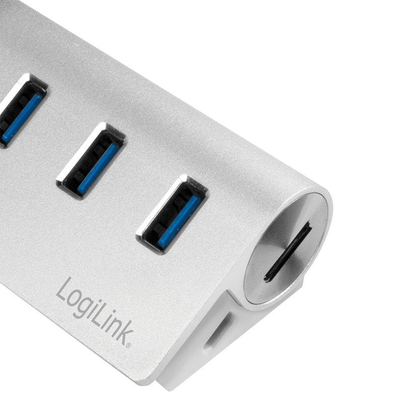 LogiLink  CR0045 Schnittstellen-Hub USB 3.2 Gen 1 (3.1 Gen 1) Type-A 5000 Mbits Silber 