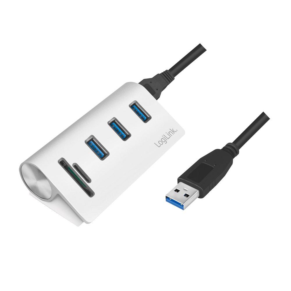 LogiLink  CR0045 Schnittstellen-Hub USB 3.2 Gen 1 (3.1 Gen 1) Type-A 5000 Mbits Silber 