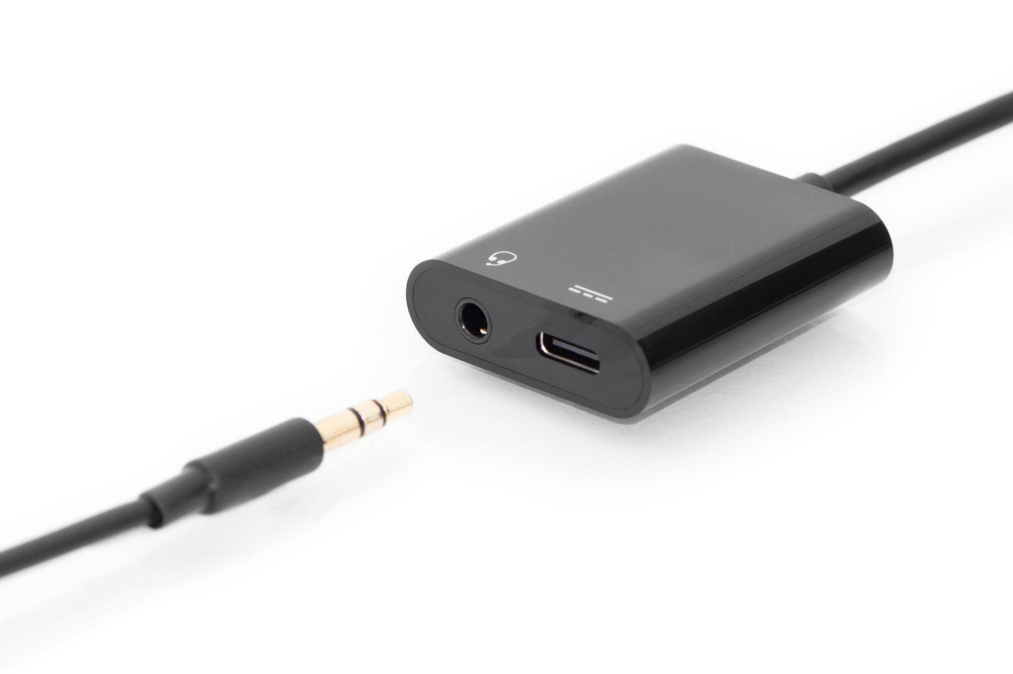 Digitus  Digitus Audio Cavo adattatore [1x spina USB-C® - 2x presa USB-C®, Presa jack da 3.5 mm] AK-300400-002-S Scherma 