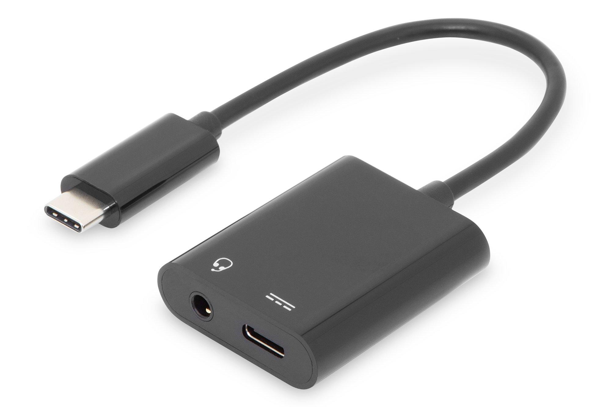 Digitus  Digitus Audio Cavo adattatore [1x spina USB-C® - 2x presa USB-C®, Presa jack da 3.5 mm] AK-300400-002-S Scherma 