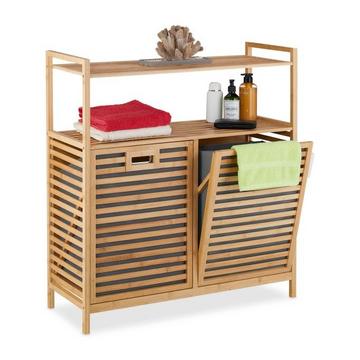 Cesto portabiancheria con 2 ripiani