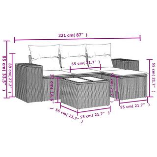 VidaXL Ensemble de canapés de jardin rotin synthétique  