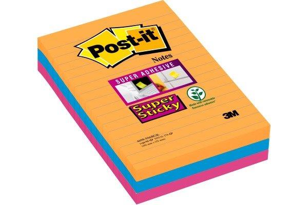 Post-It POST-IT Super Sticky Bangkok 152x101mm 4690SS3BG 3-farbig 3x90 Blatt  