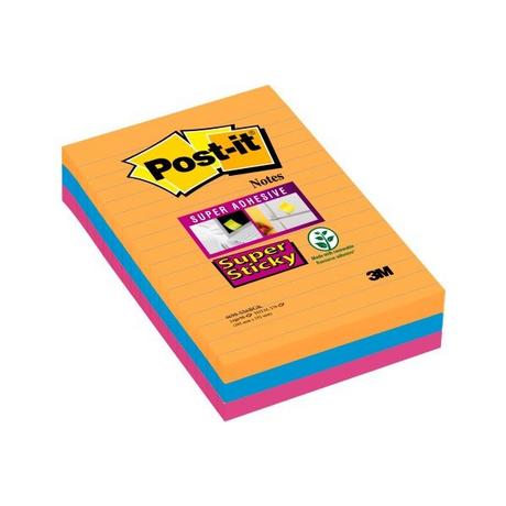 Post it POST-IT Super Sticky Bangkok 152x101mm 4690SS3BG 3-farbig 3x90 Blatt  