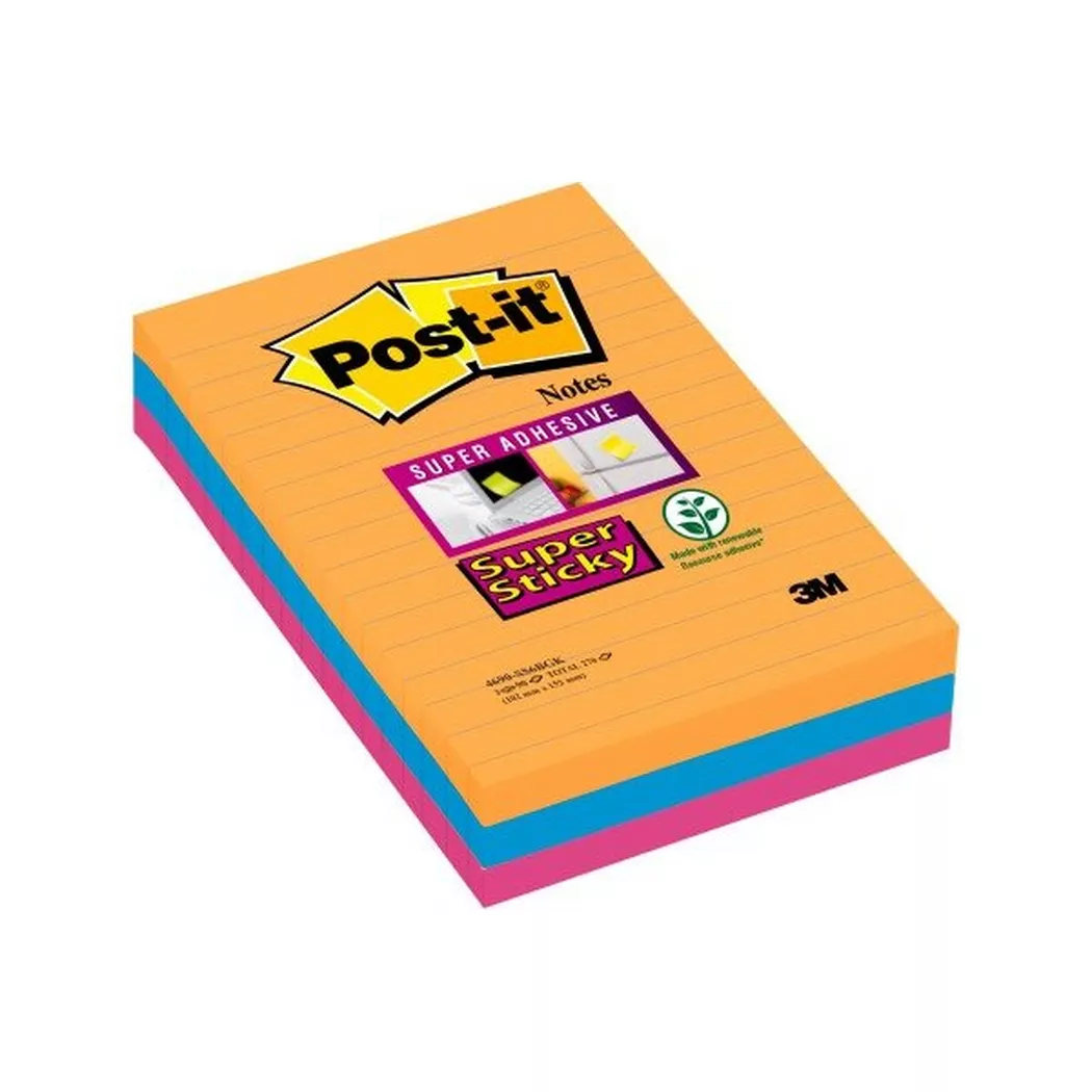 Post-it Haftnotizen super sticky notes, liniert, 101x152 mm
