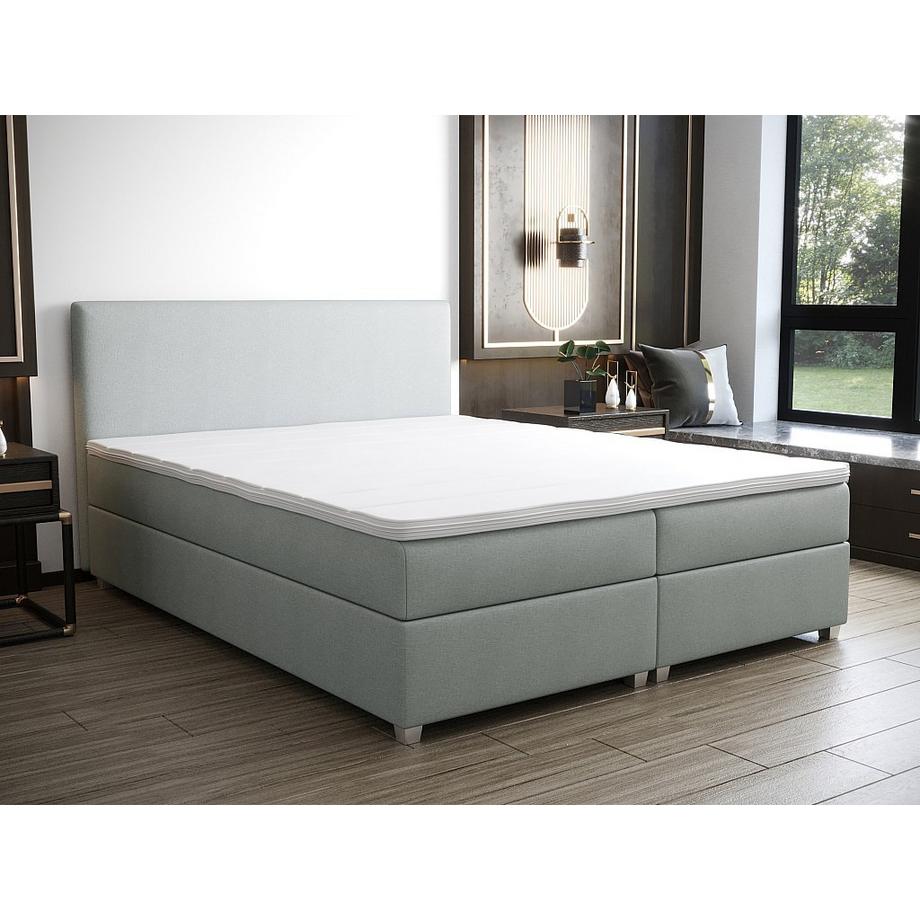 Ysmée Set completo boxspring Testata + Rete a doghe + Materasso + topper 180 x 200 cm Tessuto Grigio - ONAN di YSMÉE  