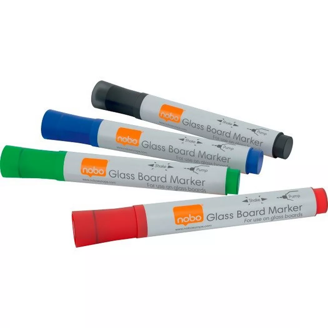 Nobo Glass Whiteboard Markers (4 pcs)