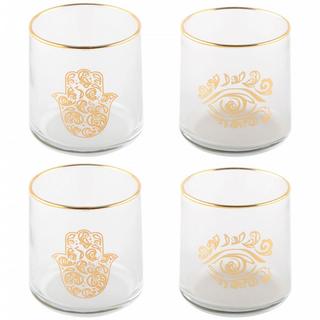 Aulica  VERRES A EAU MAIN DE FATMA ET OEIL DORE - LOT DE 4 