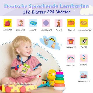 Activity-board  Hand-Augen-Koordination, Lernspielzeug für Kinder 112 Blätter mit Lernkarten 224 Wörter hörbar 