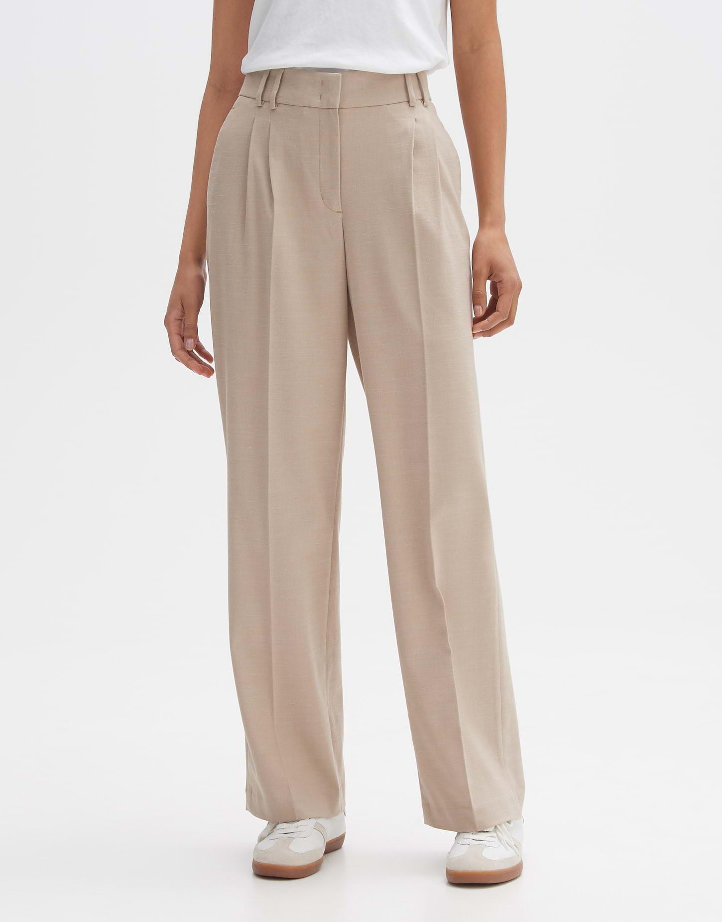 Image of Bundfaltenhose Maiga Twill Gerader Schnitt Damen Weizen 36