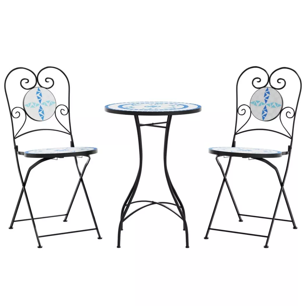 VidaXL - Ensemble de bistro mosaïque céramique, One Size, Bleu