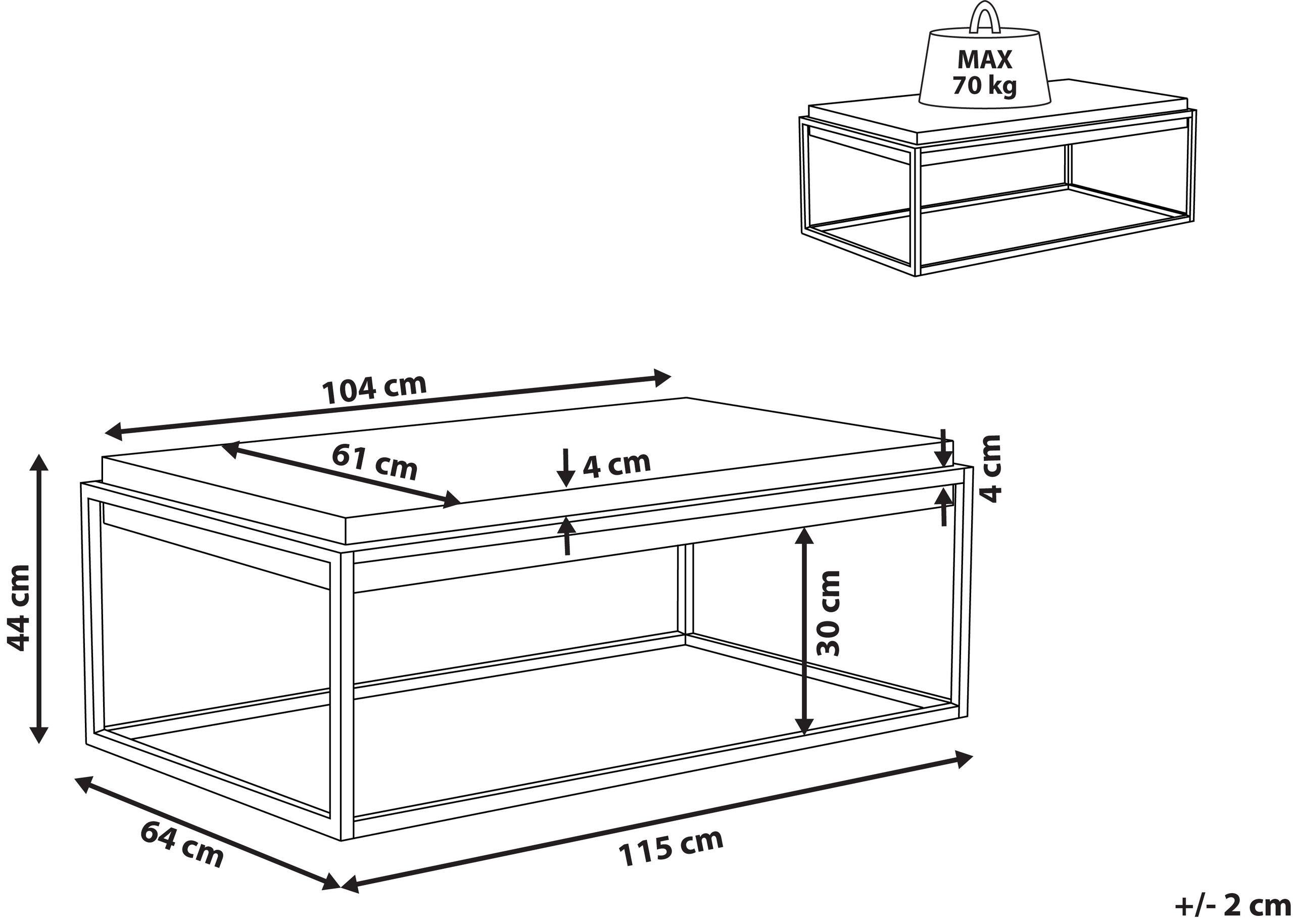 Beliani Couchtisch aus MDF-Platte Industriell ALTOS  