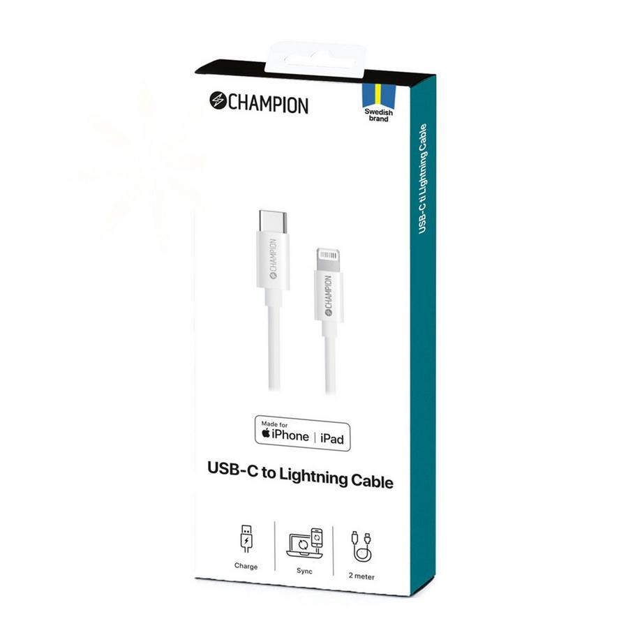 Champion  USB-C-auf-Lightning-Kabel, 2 m, Weiß 