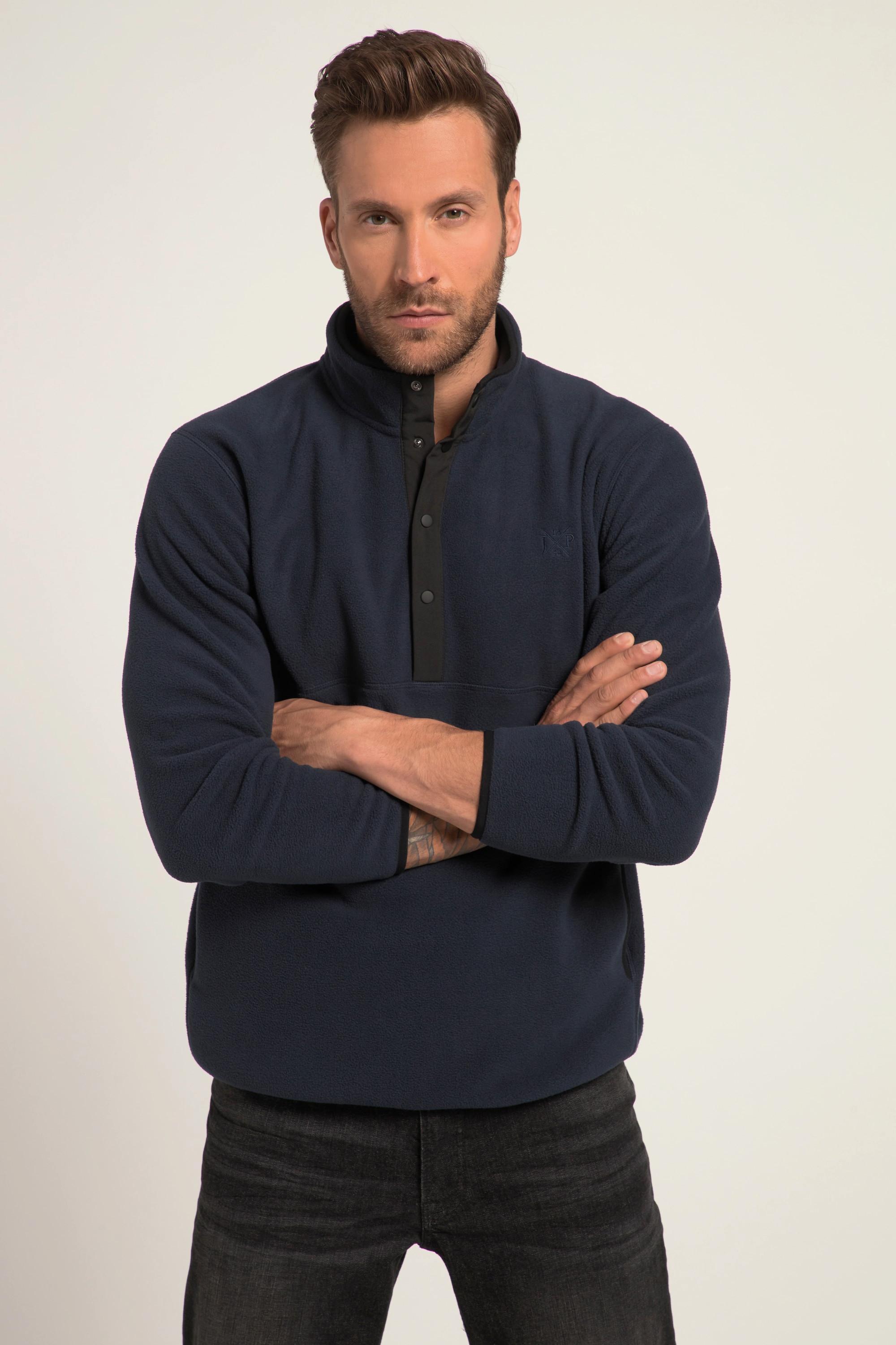 JP1880  Pullover polo in pile per l'outdoor con collo alto e abbottonatura 