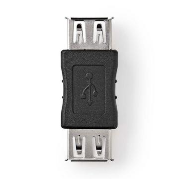 Adaptateur USB-A | USB 2.0 | USB-A femelle | USB-A femelle | 480 Mbps | Rond | Nickelé | PVC | Noir | Boîte