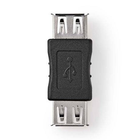 Nedis  Adattatore USB-A | USB 2.0 | USB-A femmina | USB-A femmina | 480 Mbps | Rotondo | Nichelato | PVC | Nero | Scatola 