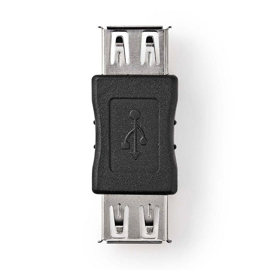 Adaptateur USB-A | USB 2.0 | USB-A femelle | USB-A femelle | 480 Mbps | Rond | Nickelé | PVC | Noir | Boîte