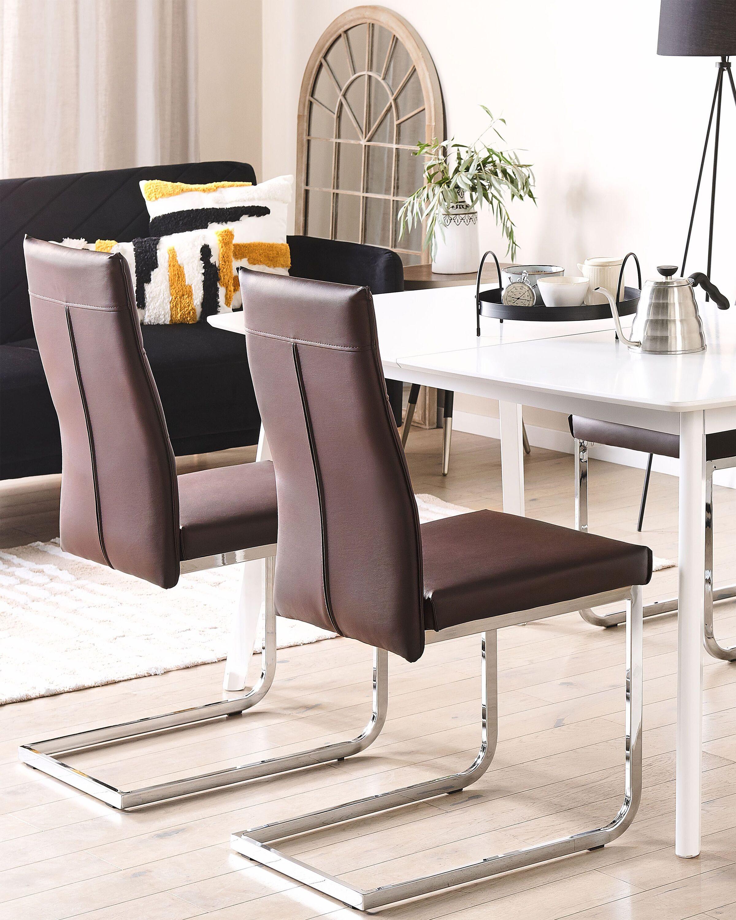 Beliani Lot de 2 chaises en Cuir PU Rétro ROCKFORD  