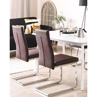 Beliani Lot de 2 chaises en Cuir PU Rétro ROCKFORD  