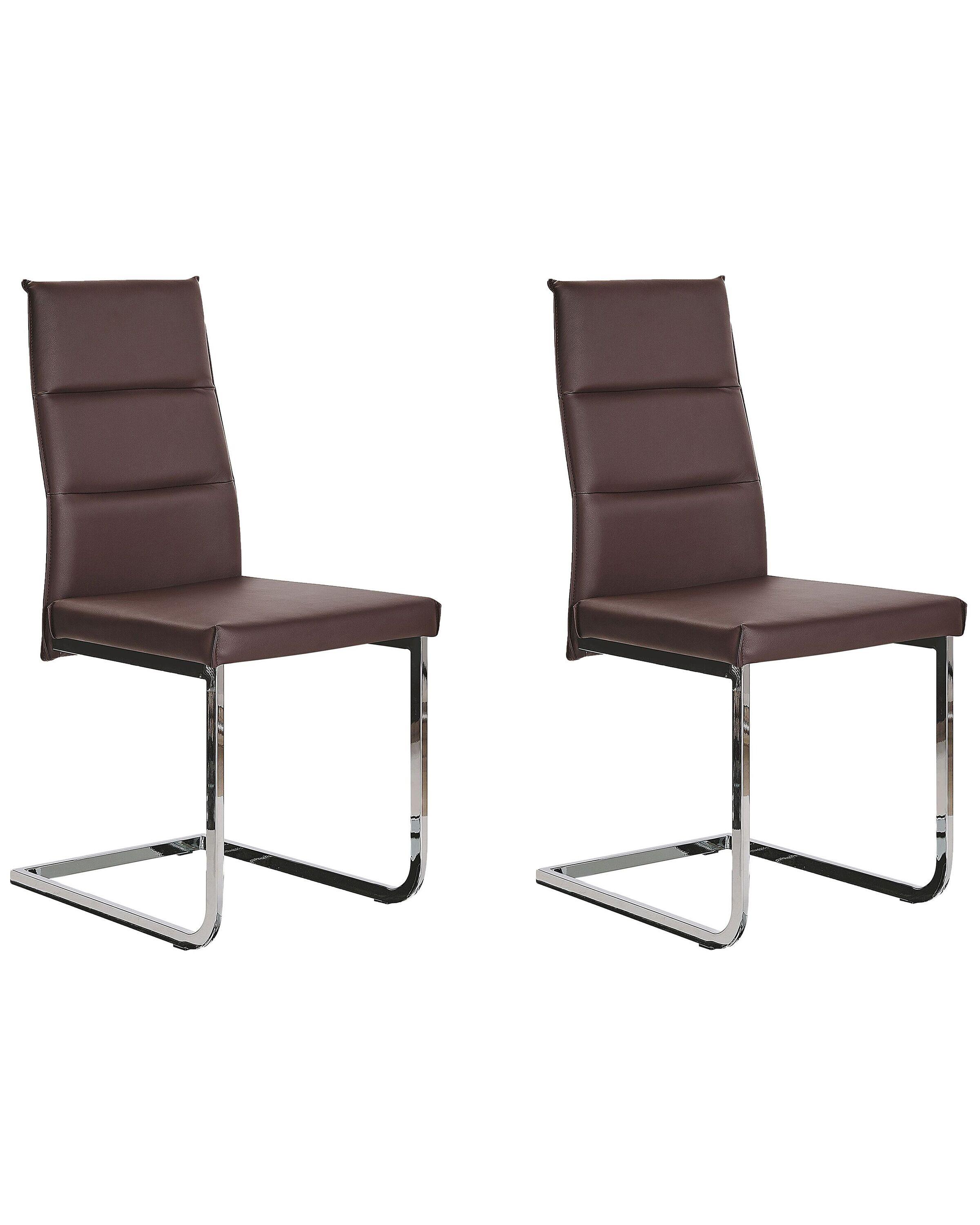 Beliani Lot de 2 chaises en Cuir PU Rétro ROCKFORD  