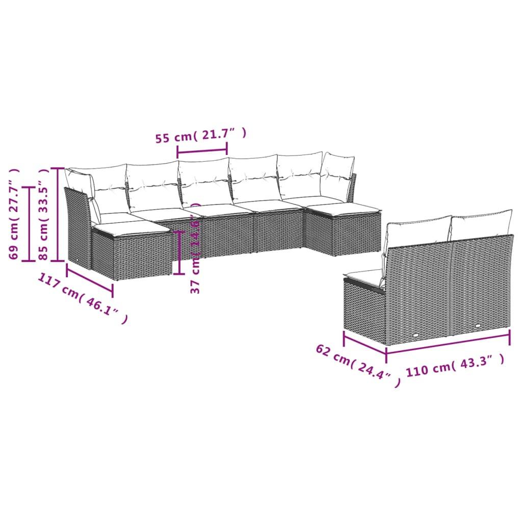 VidaXL set divano da giardino Polirattan  