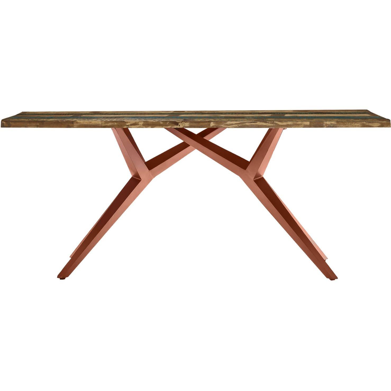 mutoni Table 160x85 cm - bois de récupération verni coloré - métal brun antique  