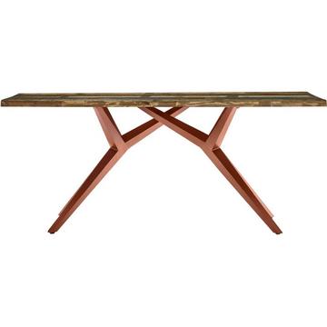 Table 160x85 cm - bois de récupération verni coloré - métal brun antique