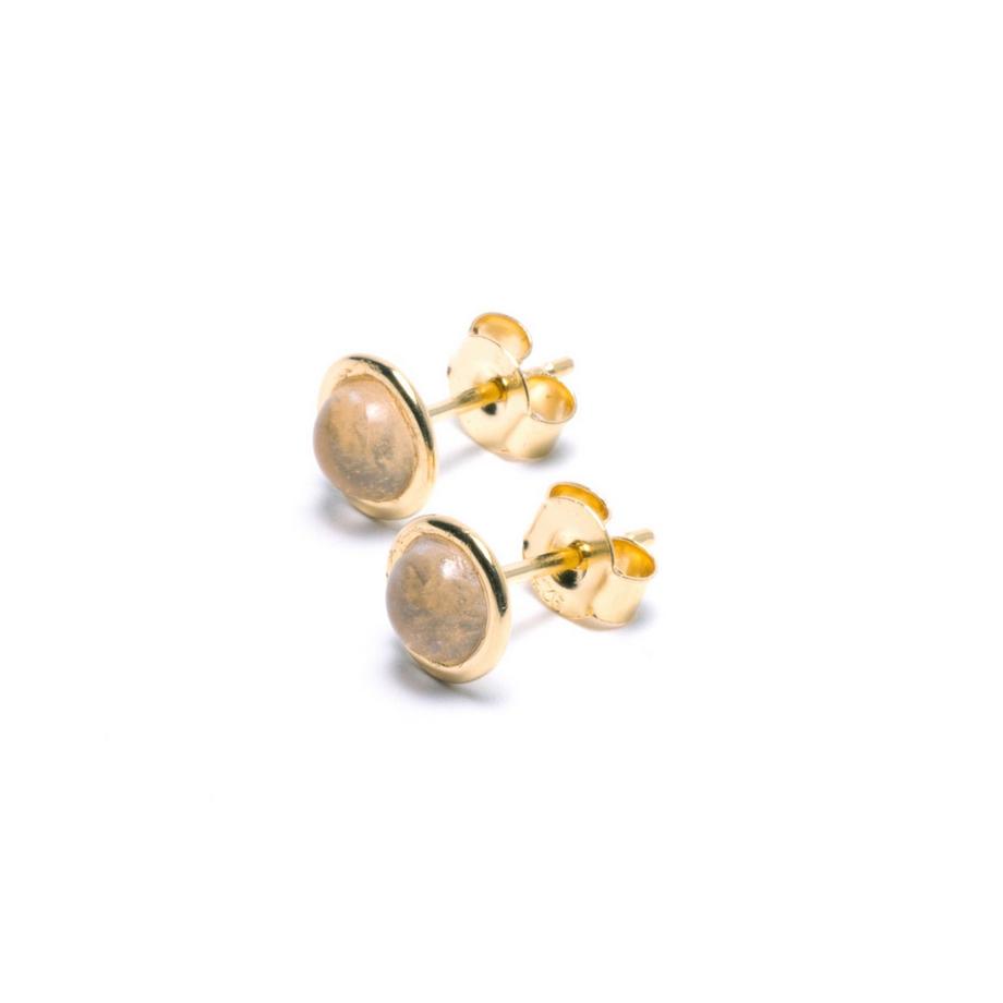 Salma  Ohrstecker mit Rosenquarz Steinen in Gold