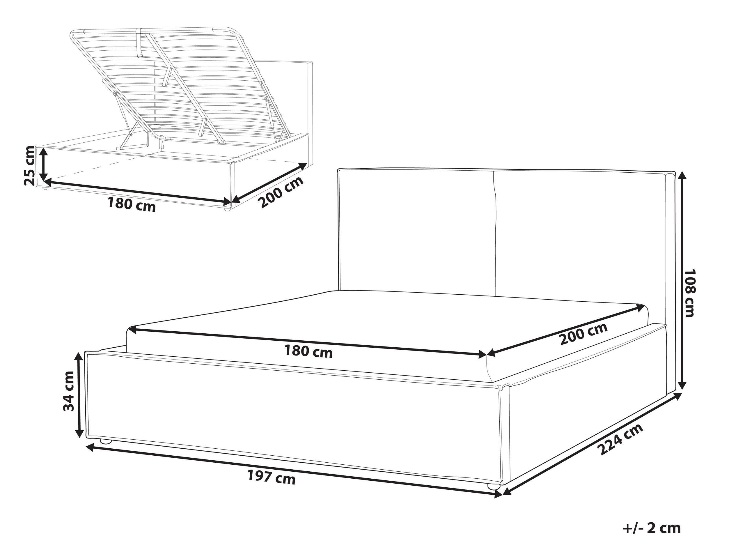 Beliani Letto contenitore en Bouclé Moderno MOISSAC  