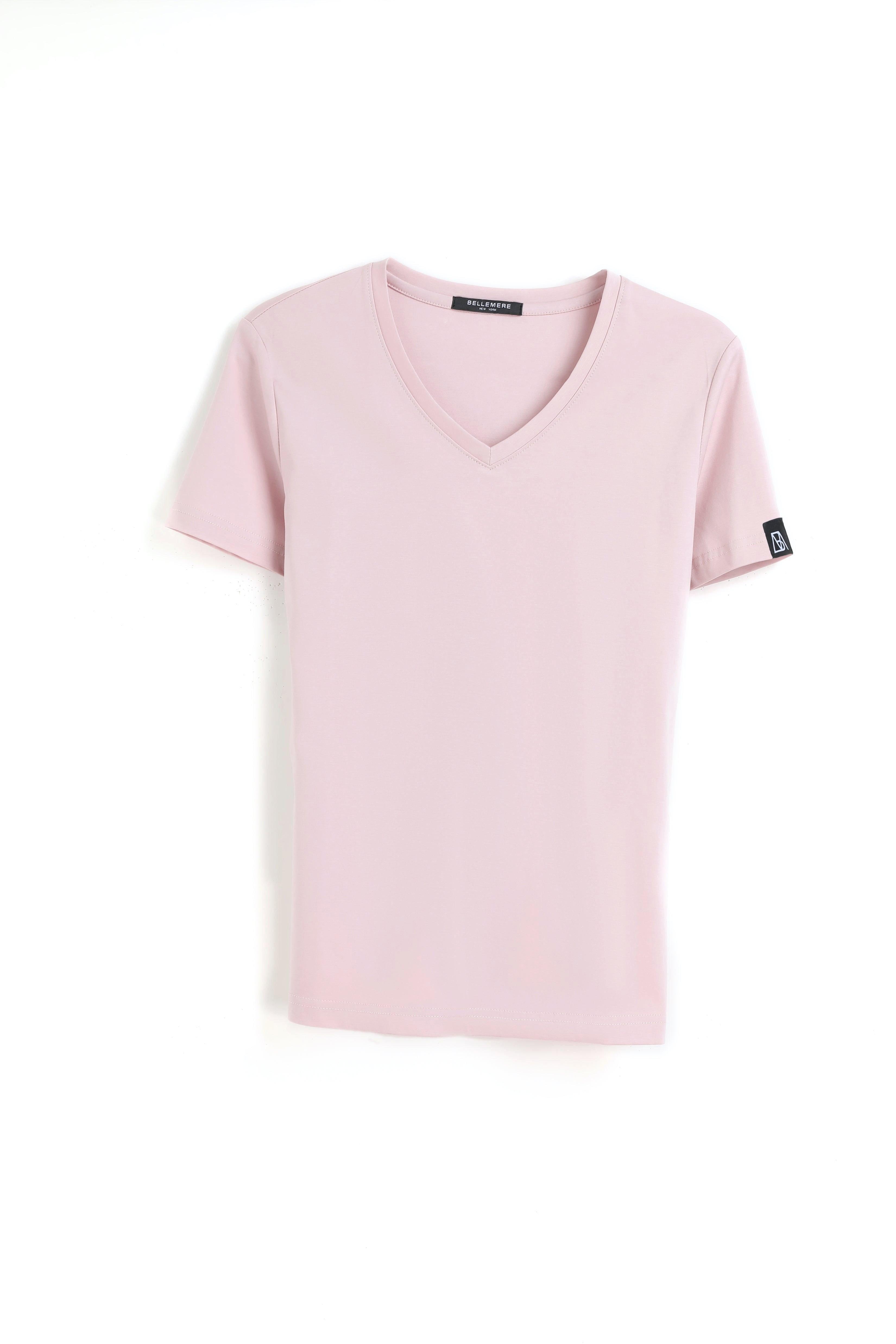 Bellemere New York  T-shirt in cotone con grande scollo a V 160G 