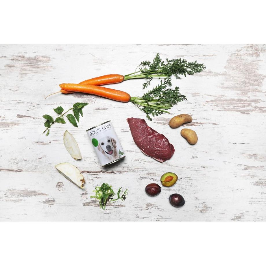 Dog's Love  Selvaggina per adulti, patate, prugne e sedano, 400g 