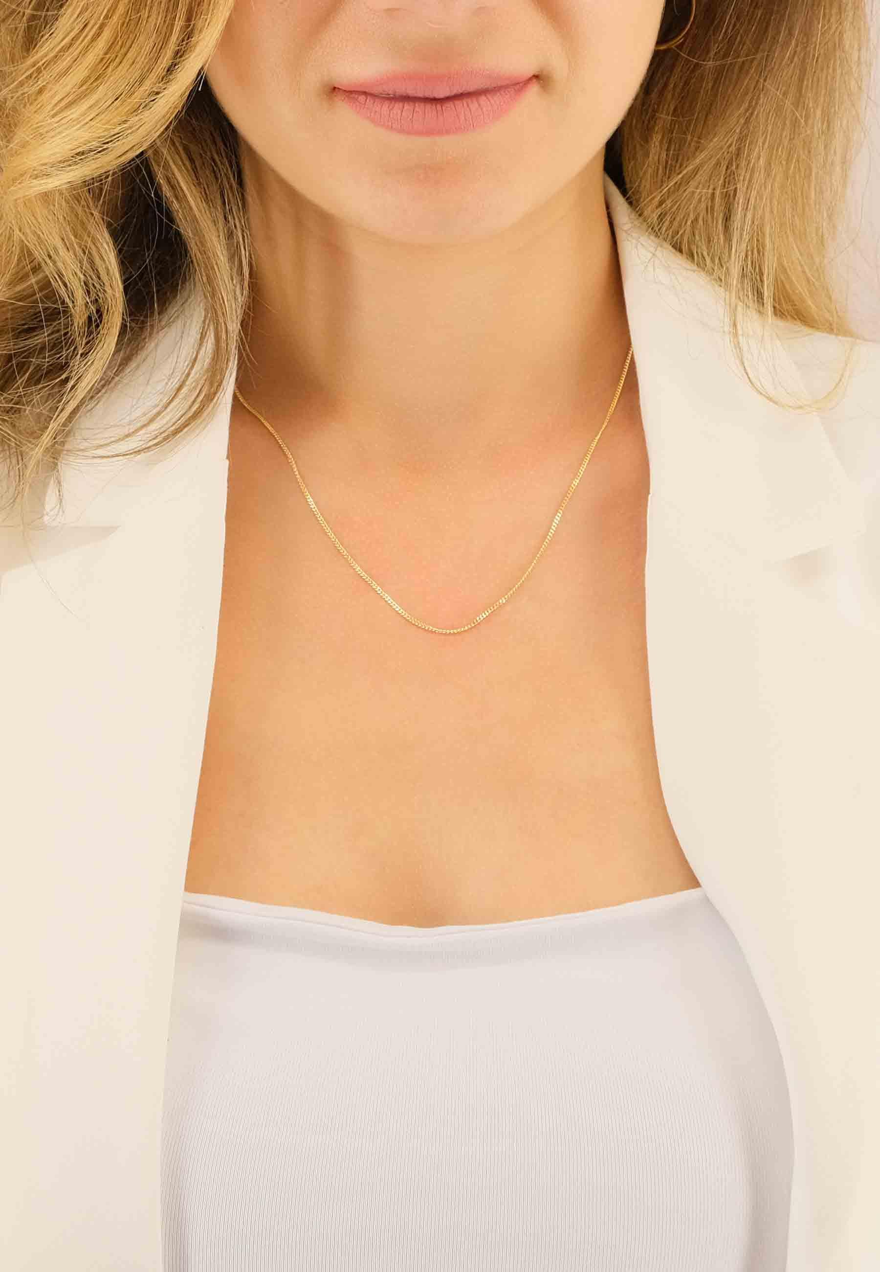 MUAU Schmuck  Collier gourmette or jaune 750, 1.4mm, 36cm 