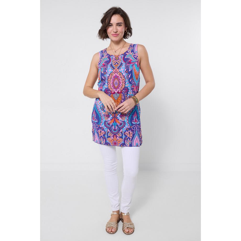 Wende-Tunika mit Ditsy-Blumen- und Aztec-Print
