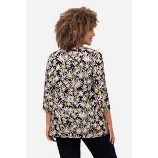 Ulla Popken  Shirt, Blüten, Ziernähte , A-Linie, Rundhals, 3/4-Arm 